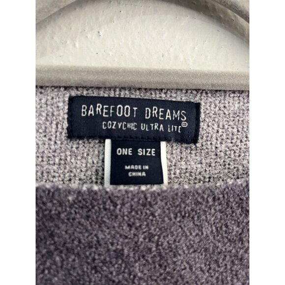 Barefoot Dreams One Size Cozy Chic Ultra Lite Gray Purple Striped Poncho SOFT - Picture 5 of 10